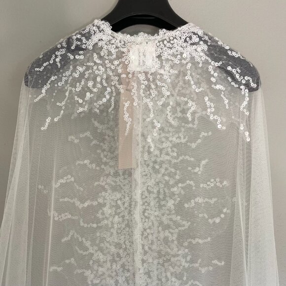 Savannah Miller VREELAND Sequin Bridal Cape | Wedding Dress Topper Ivory | Small - Picture 7 of 11